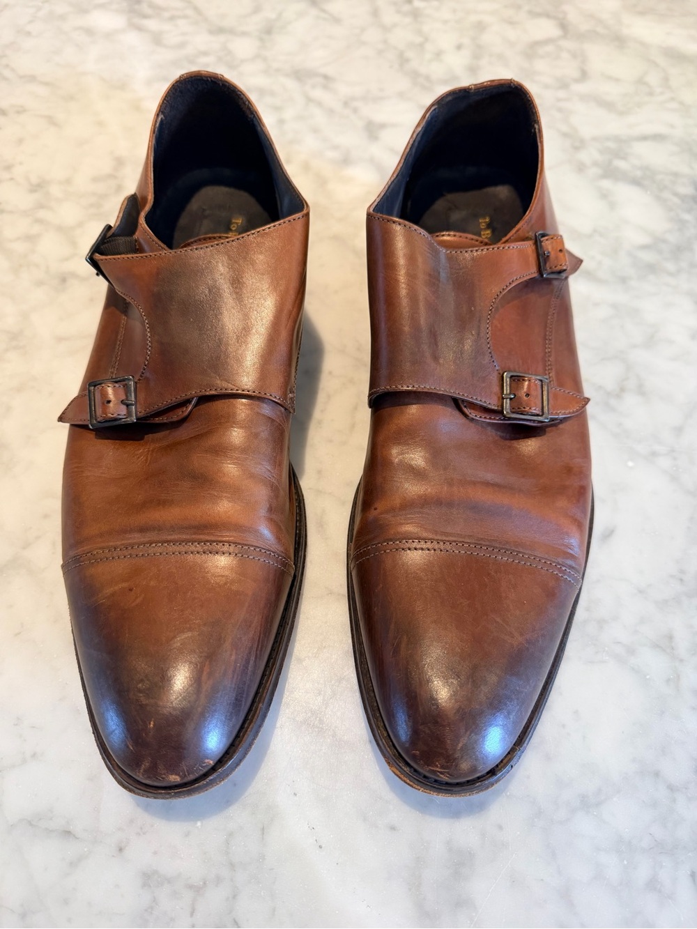 Cole Haan Men's Double Monk Strap Leather Shoes - Chestnut Brown